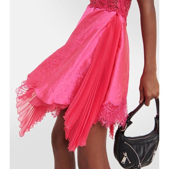 NWT Versace Runway Mini Dress IT 42 US 6 Pink Lace Trim Satin Silk $7,650 - Picture 7 of 16